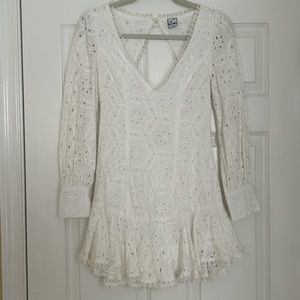 White eyelet mini dress